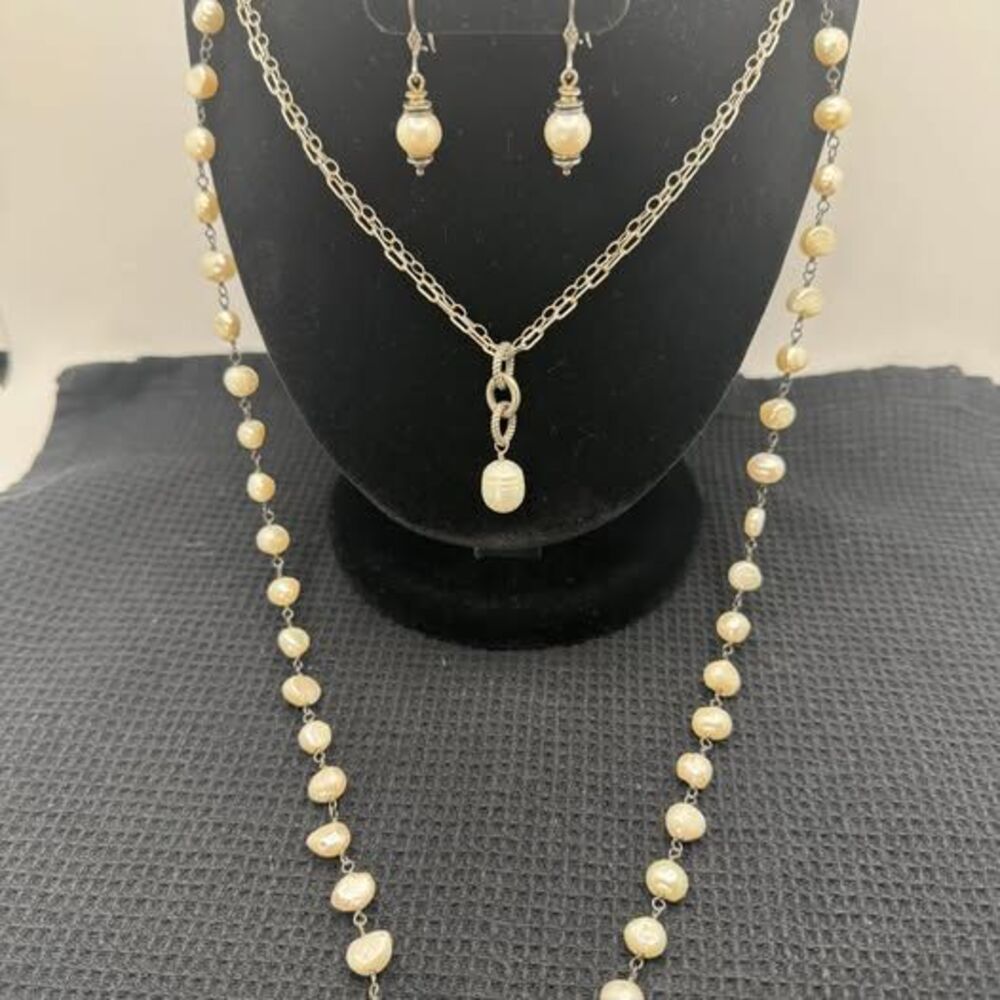 Silpada Retired "Fresh Catch" Pearl Necklace & Earrings READ